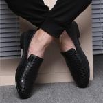 Italianate Sliding On BSCI Mens Leather Dress Shoes Blue With Padded Insoles