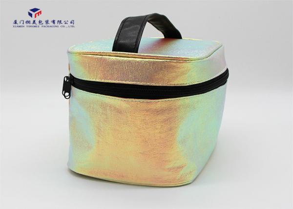 Quality Flashing Gold Leather Cosmetic Bag Eye Catching Customized Lady Handbag for sale