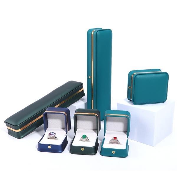 Custom Logo Dark Green Leather Jewelry Box with Hanhong Packaging and Velvet