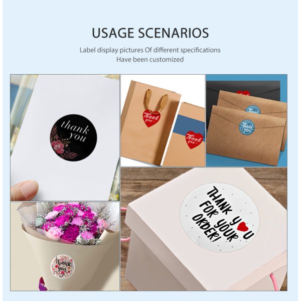 Label Machine Printing Thank You Sticker Waterproof Customized for Gift Packaging