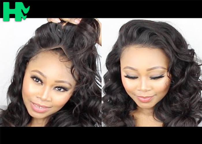 Womens Curly Hair Synthetic Front Lace Wigs Natural Black Color Wigs
