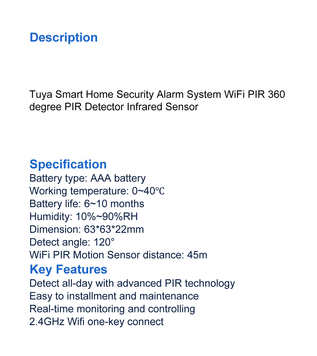 Wi-Fi Smart Motion Sensor(SS-MS02)