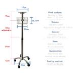 Medical patient monitor trolley and stainless steel medical cart