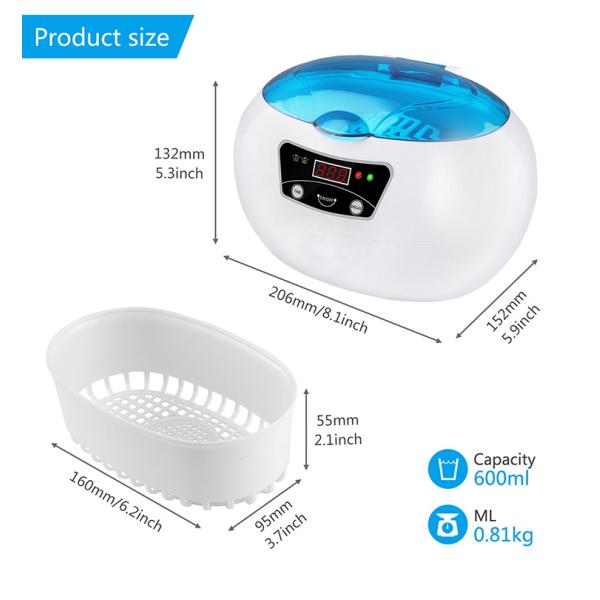 600ml Watch Movement Ultrasonic Cleaner Size 206 * 152 * 132mm Easy Operate