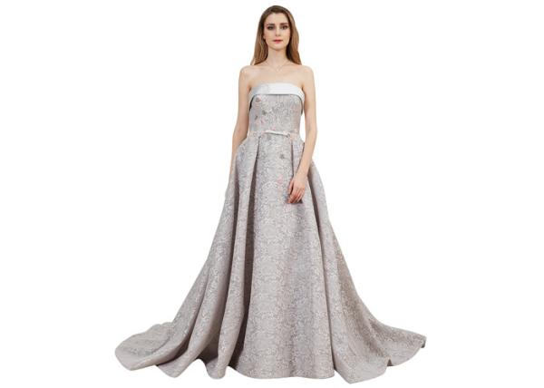 Ladies Off - Shoulder Vintage Evening Dresses Embroidered Lace For Wedding