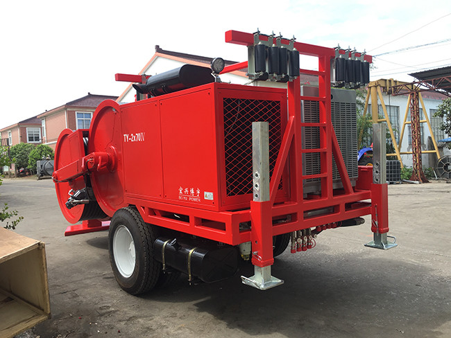 Overhead Power Line Tension Stringing Equipment Max Continuous Tension 2×65kN Hydraulic Conductor Tensioner