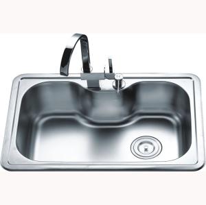 Wholesale Satin Brushed Top Mount Single Bowl Stainless Steel Sink With Faucet 660*460*210mm from china suppliers
