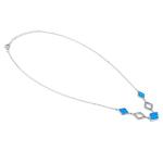 Diamond Stone Engagement Sterling Silver Jewelry , Blue Lab Greek Opal Necklace