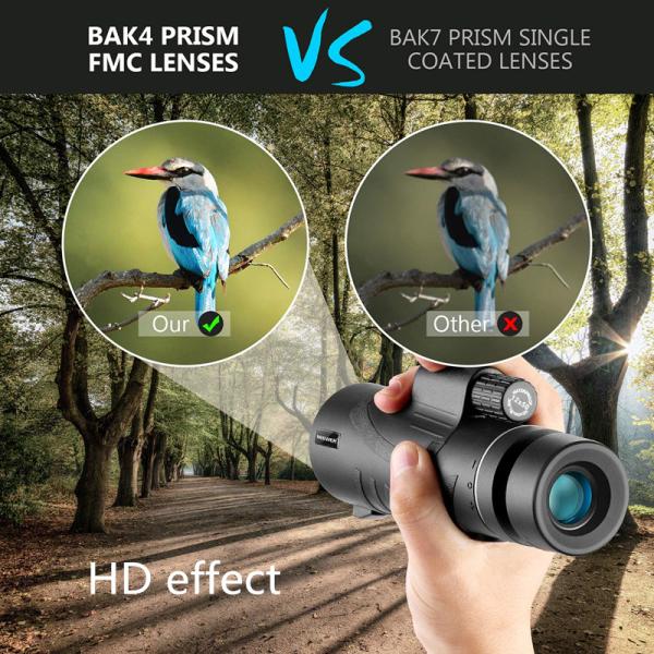 Cell Phone Camera Lens 12x50mm Monocular Telescopefor Adults, Compact HD Professional Binoculars for Bird Watching