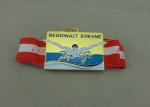 Customized Swimming Sports Medals , Gold Plating Ribbon Medals By Brass Die