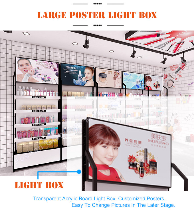 Free Standing Beauty Makeup Display Stand Cosmetic Display Shelves Logo Customized