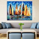 Abstract Sailing Ship Oil Painting by palette knife / Hand Painted Thick Oil