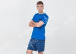 Mens Cotton Jersey Round Neck Tee and Yarn Dyed Striped Short Pants Pyjamas Set