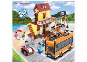 Wholesale Multi Color Building Blocks Educational Toys Lego Style Bus Station 410Pcs from china suppliers