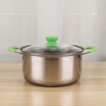 Quality Stainless Steel 5pcs Cookware Set Soup Pot for Cooking with Green Handle