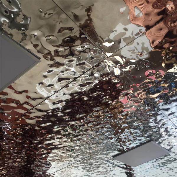 Ripple Stainless Steel Sheets Gold Mirror Finish For Facade Wall Cladding