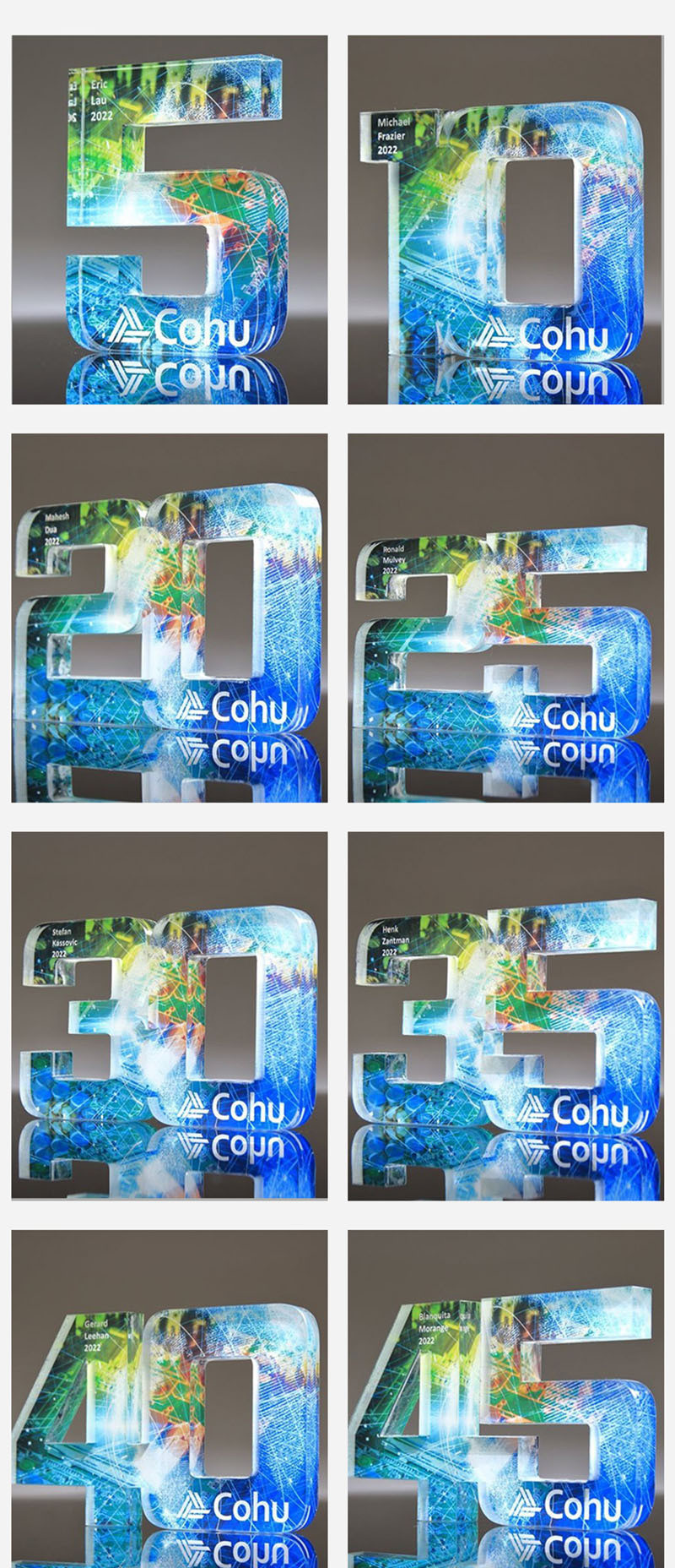 High End Clear Plexiglass Acrylic Award Number 10 Block For Employees Recognition