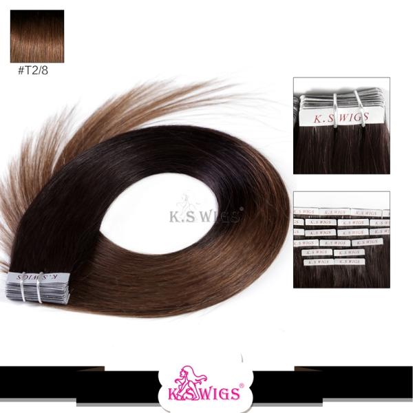 Wholesale Perfect Quality 100% 2Tones remy Ombre color Indian thick Tape on