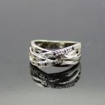 Women Jewelry 925 Silver Green Cubic Zirconia Crossover Ring(FR0146)