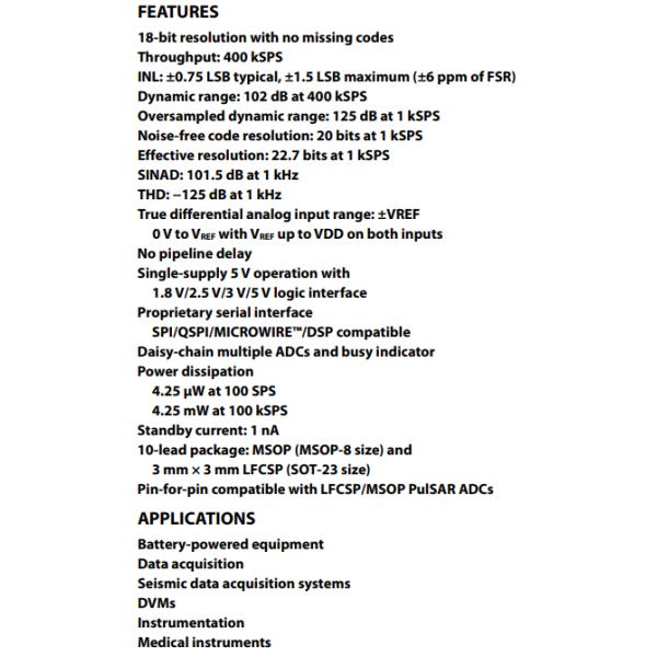 AD7690BRMZ-RL7 Analog To Digital Converters Differential ADC MSOP LFCSP
