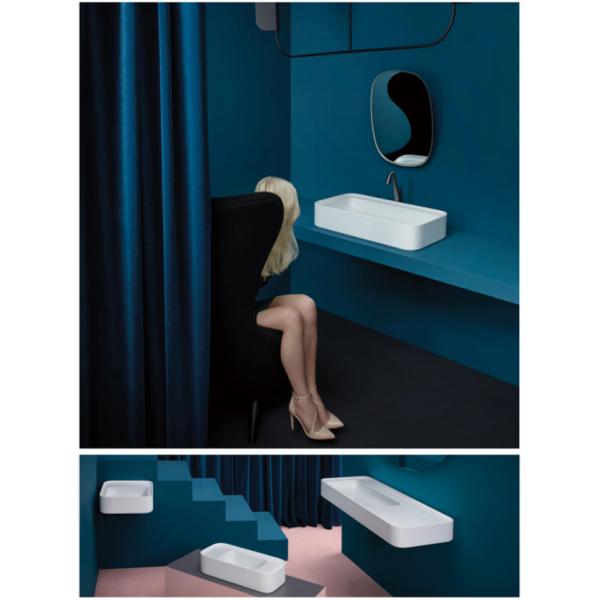 Indoor Undercounter Washtub Ceramic Laundry Basin Rectangular