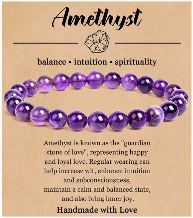 Natural Stone Bracelets For Women Men 8mm Round Crystal Semi-Precious Gemstone Beaded Stretch Bracelets