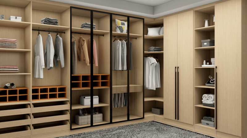 MR HDF Board Wooden Wardrobe Closet for Bedroom Large Storage Space and Durable Design