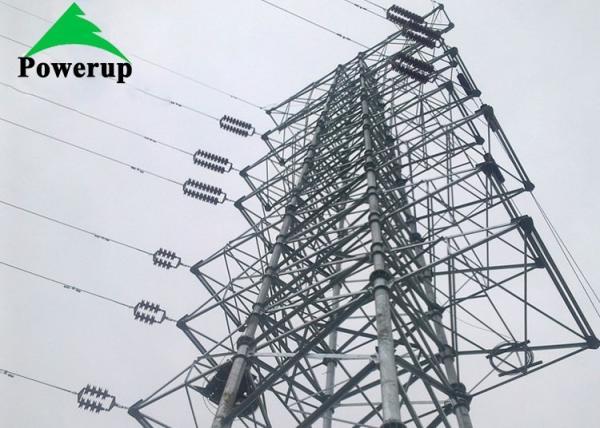 CO2 Shielded Arc Welding Metal Power Line Towers , Silver 220 Kv Transmission