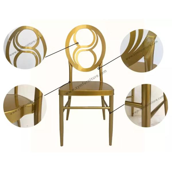 ODM Lucky Eight Aluminum Gold Metal Chiavari Chair For Wedding restaurant