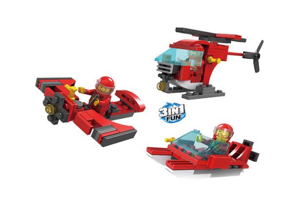 58Pcs 3 In 1 Mini Building Blocks Educational Toys Fire Rescue Vehicle