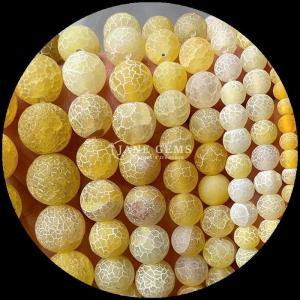 Wholesale Gemstone Round Shape Beads Yellow Blue Weathered Agate Loose Strands for DIY Jewelry from china suppliers