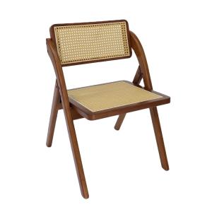 Wholesale Vintage Foldable Rattan Wooden Dining Chair for Restaurant in Classic Style from china suppliers