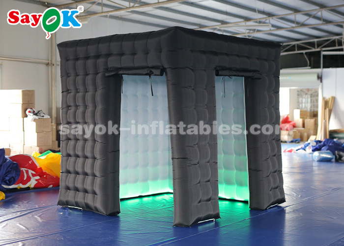 Inflatable Party Tent Black Inflatable Cube Photo Booth For Advertising High Tear Strength