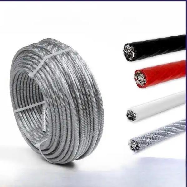 7*1 Bending PVC Coated Galvanized Aircraft Cable Steel Wire Rope 1x7 1/4" 5/16" 3/8" for Bending Processing Service