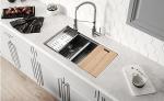 Double Bowl Top Mount Workstation Sink Stainless Steel Drop In Glod Sink 92x56