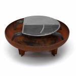 Rusted Red 100cm Corten Steel Fire Pit BBQ For Backyard Patio