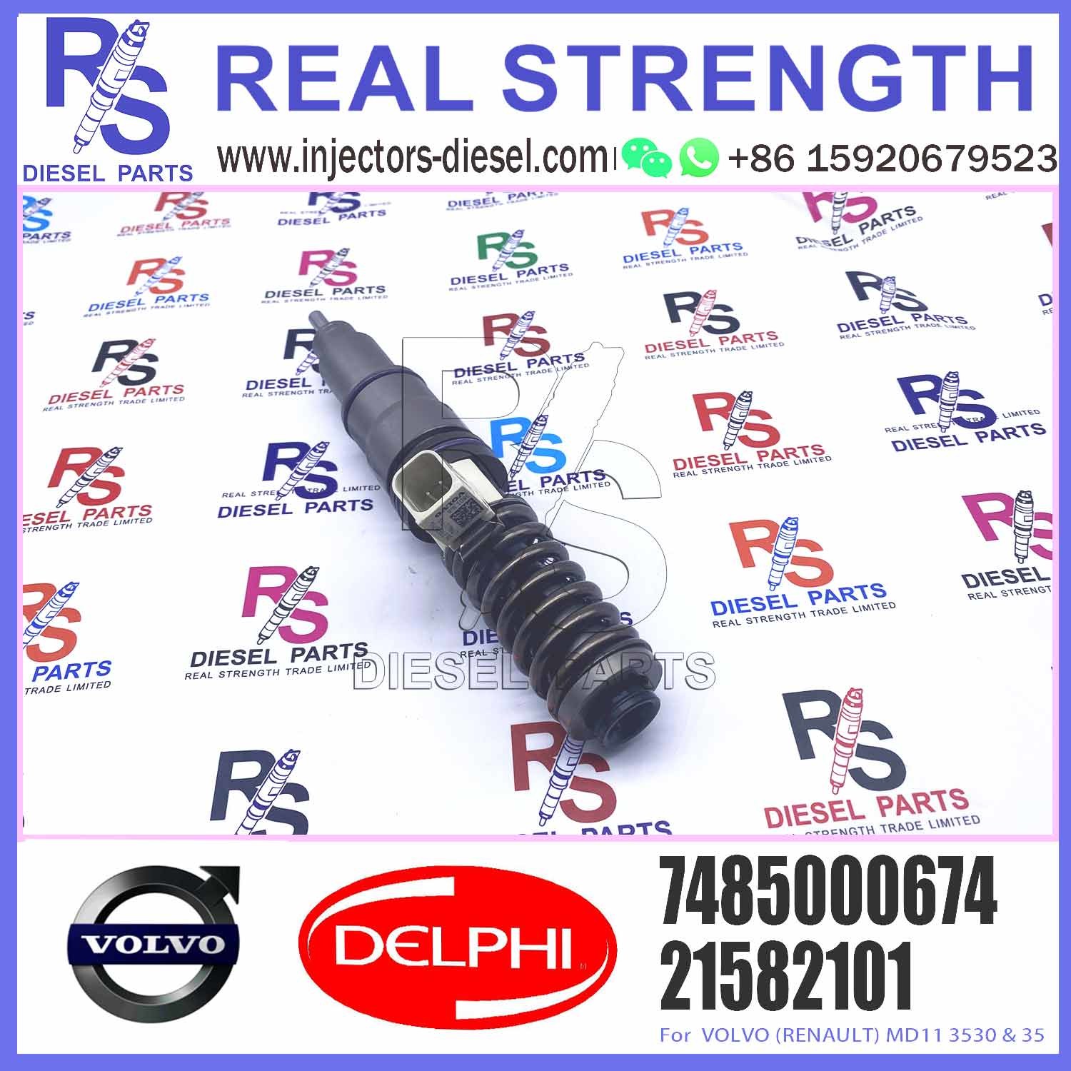 Common Rail Diesel Fuel Injector 21582101 BEBE4D12201 7485000674 for V-O-L-V (RENAULT) MD11