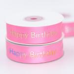 custom logo happy birthday printed satin ribbon for birthday party sashes