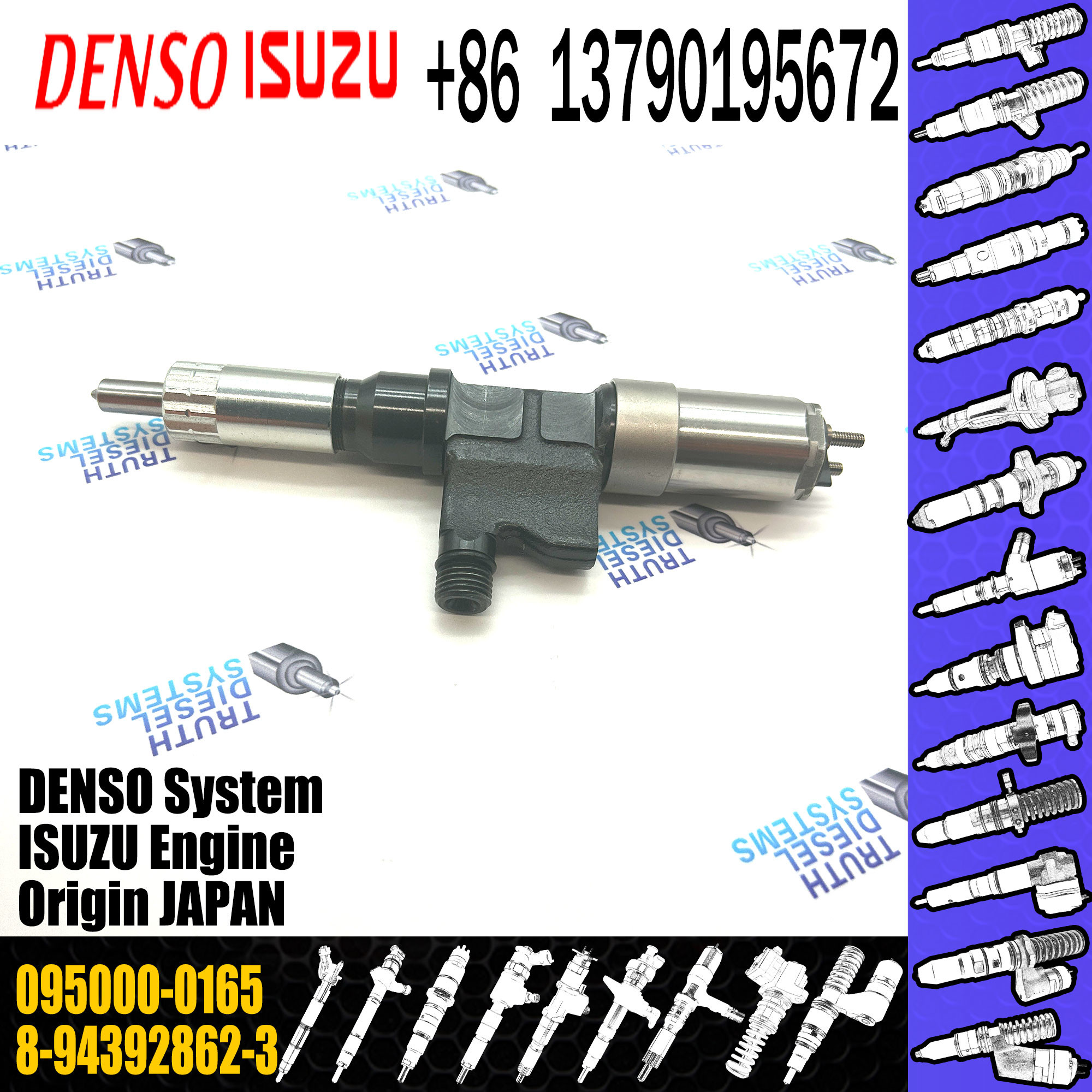 Remanufactured Engine Diesel Fuel Injector 095000-0165 8-94392862-3 8943928623
