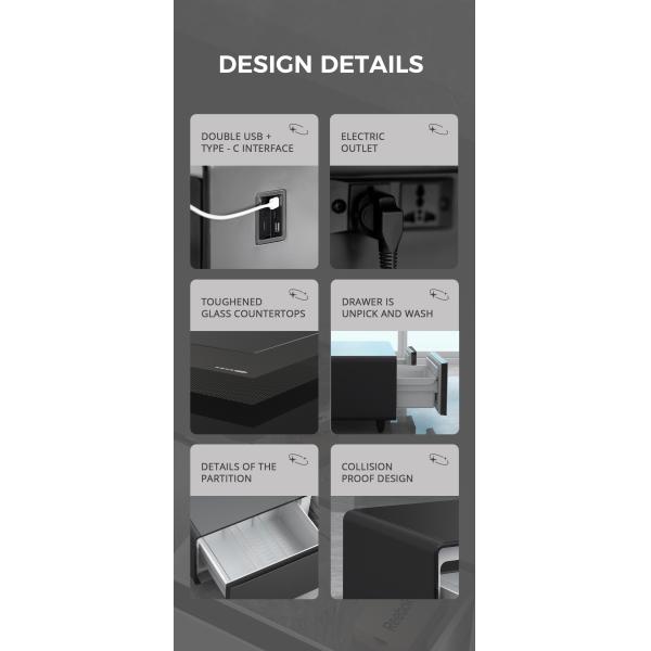 2024 Coffee Table Dining Table with Frozen Drawer and Wireless Charging Refrigerator for Home Living Room