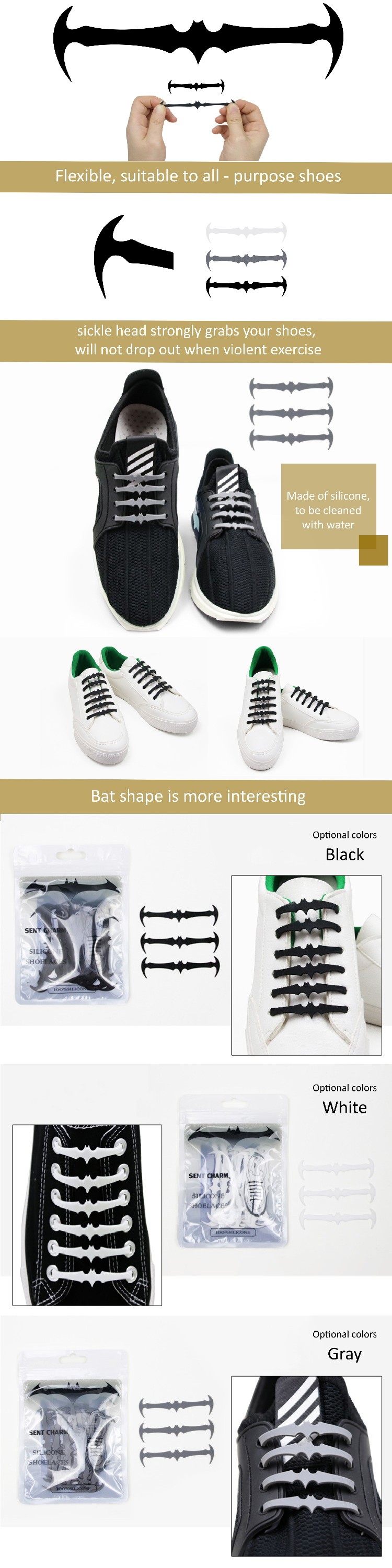 Easy To Handle Silicone Gifts Shoelaces No Tie Flat Custom Printed Logo