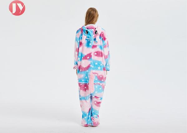 Wholesale Soft Fluffy Flannel Plush rainbow Unicorn adult Onesie Animal Pajamas