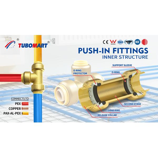 Tubomart SharkBite 1/2-in Push-to-Connect x 3/8-in Push to Connect 90Degree Reducing Elbow Brass Fittings