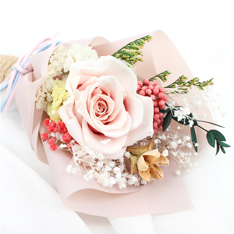 Decorative Preserved Rose Flower New Year Wishing Bottle For Birthday Gift