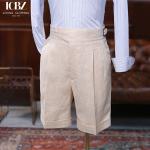 Breathable Men's Linen Shorts High Waist Loose Curled Casual Summer Quarter