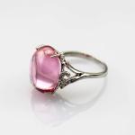 Rose Gold Plated Oval Dome Pink Cubic Zircon 925 Silver Ring(R274)