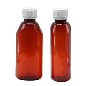 Wholesale 200ml Oval Amber Prescription Pharmacy PET Liquid Medicine Container with Lid and Scale from china suppliers