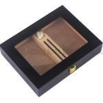 Cigar Humidor, Glass Top Cigar Box, Desktop Wood Storage Case Holds