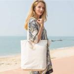 Plain White Cotton Beach Bag Promotional Square Sundry Easy Cleaning