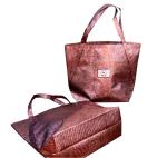Non Woven Fabric Crocodile Veins Reusable Carrier Bags With Woven Patch Logo